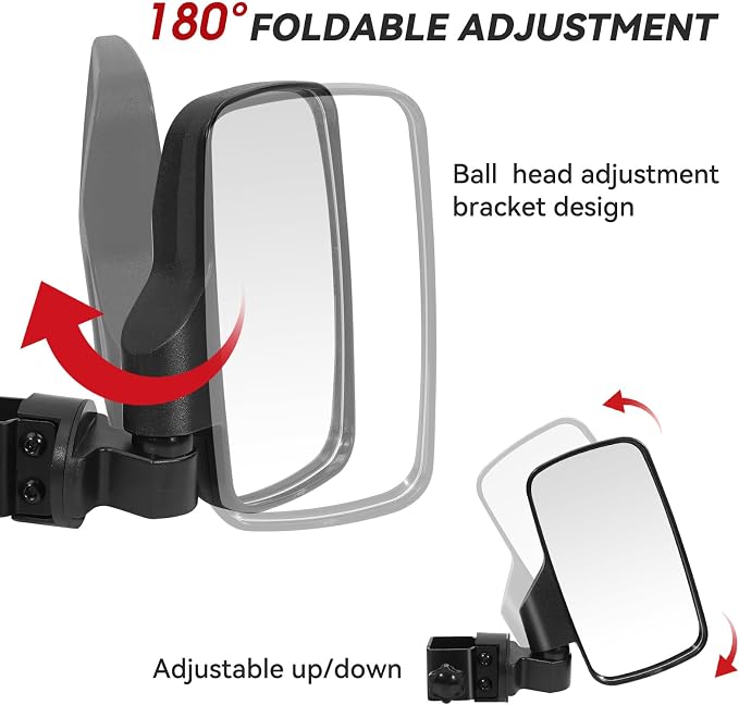 Upgraded Golf Cart Side Mirrors Full Package Tube&No Drilling, Fit - Image 7