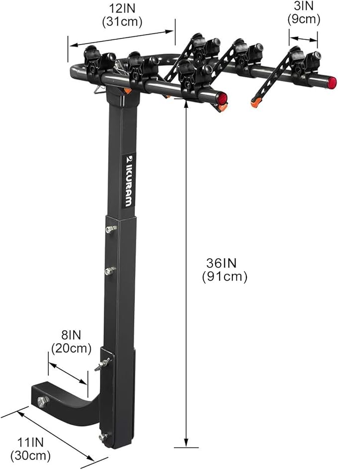3 Bike Rack Bicycle Carrier Racks Hitch Mount Double Foldable Rack - Image 2