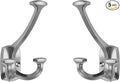 Large Wall Double-Sided Hook 5 Pack Brushed Satin Nickel Hook Decorative Heavy by ZAUYX