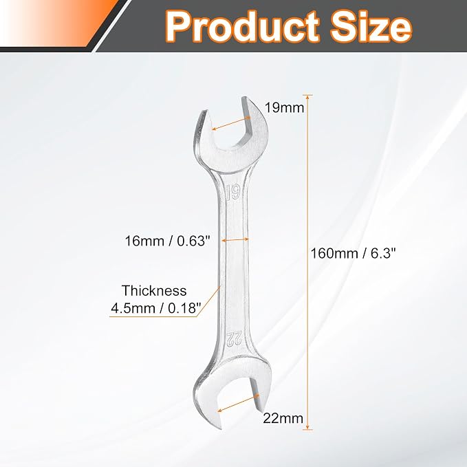 HARFINGTON 5pcs Double Open End Wrench 19mm x 22mm Metric 15 Degree Offset - Image 2