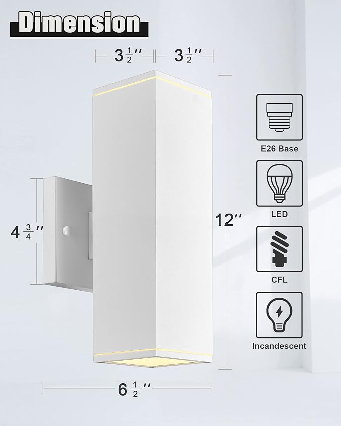 Ken & Ricky Outdoor Wall Sconces, Modern Up and Down Outdoor Light Fixture - Image 3