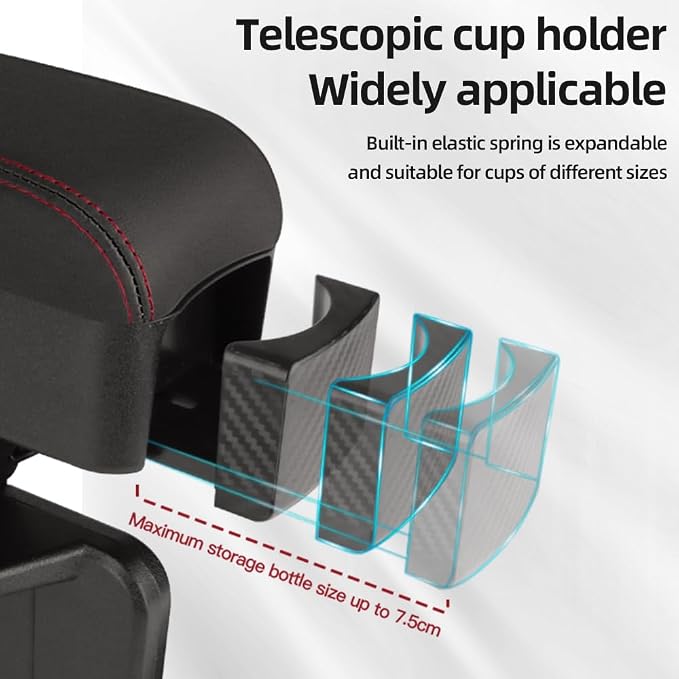 JEYODA Car Armrest Box with Cup Holder Car Central Liftable Armres Storage - Image 3