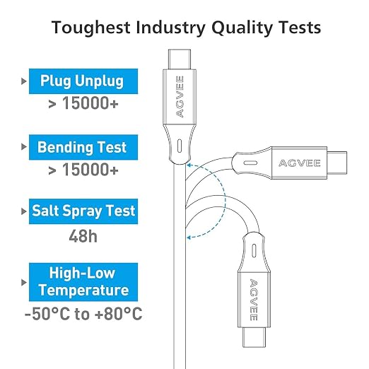 AGVEE 2 Pack 3ft Coiled Short USB-C to USB-C Charging Cable 60W PD Fast Charger - Image 6