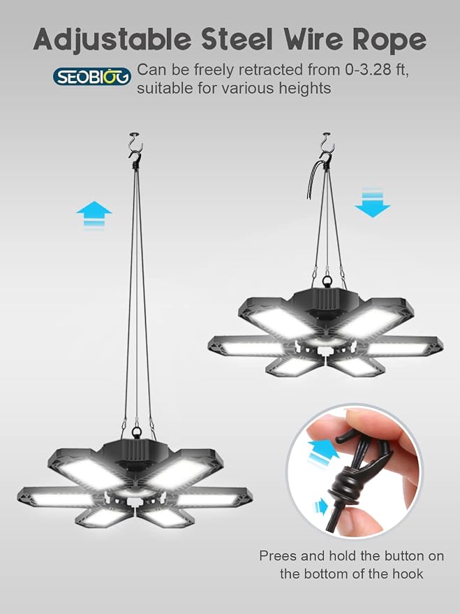 SEOBIOG Plug in Garage Light, 200W 20000LM Linkable Shop Light - Image 6