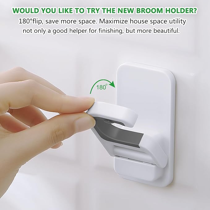 6 pack Broom Holder Wall Mount Mop Holder Broom and Mop Gripper Self Adhesive - Image 2