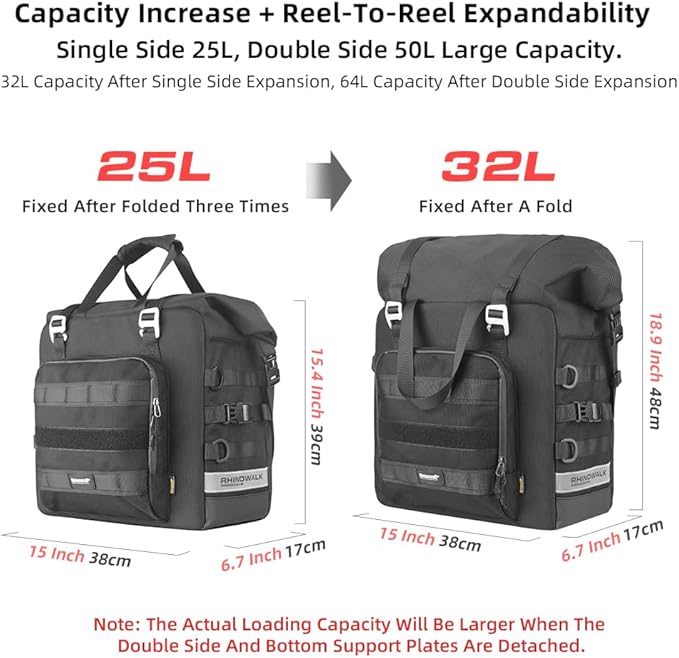 Rhinowalk Motorcycle Saddlebag Waterproof Luggage Bag Quick Release Motorcycle - Image 2