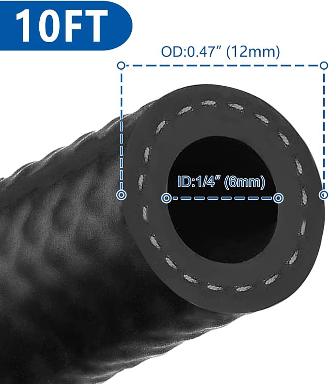 LokoCar Rubber Fuel Hose Line Push Lock 1/4" ID SAE 30R7 NBR 10ft 300PSI Black - Image 3