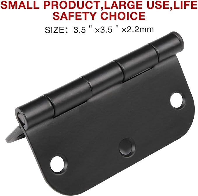 TDCHINGES 30 Pack Rounded Matte Black Door Hinges 3.5 Inch 5/8" Radius Interior - Image 5