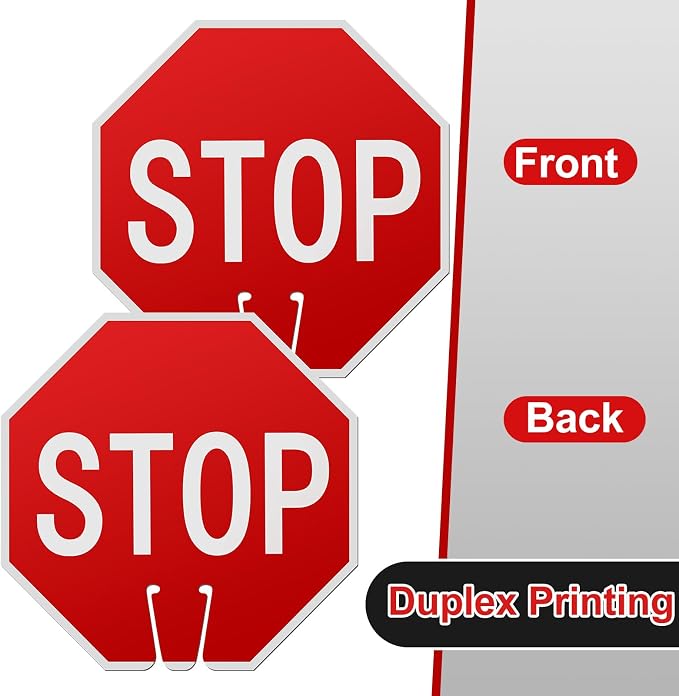 Geetery 12 Pcs Stop Signs 12 x 12 Inches PVC Traffic Cones Top Warning Signs - Image 4
