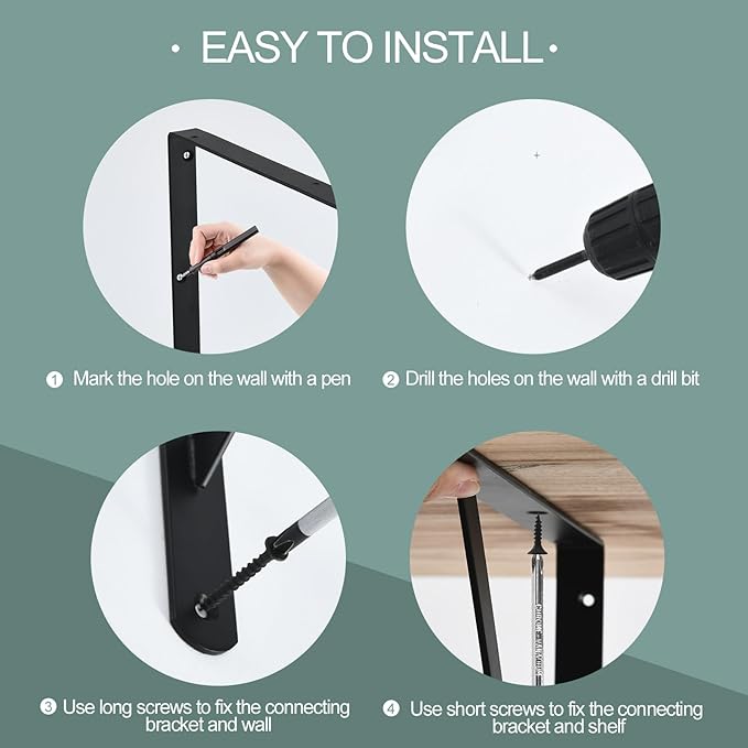 16 Pack L20 x H 12" Black Heavy Duty Shelf Brackets - Image 3