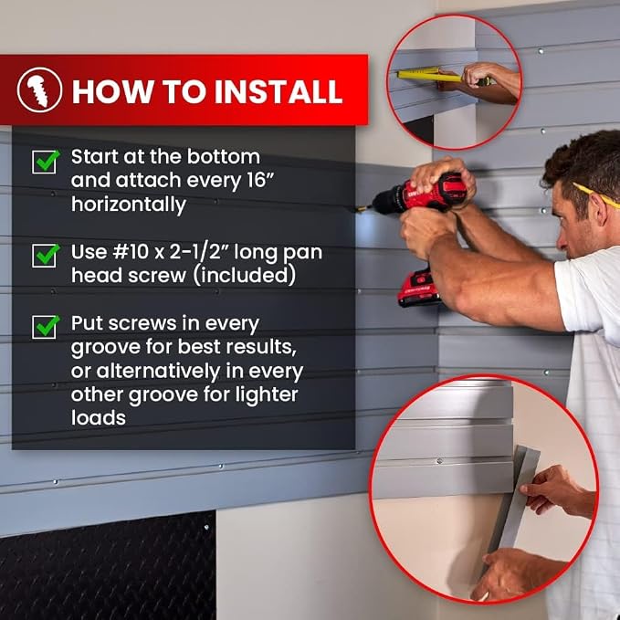 DLDIRECT Slatwall Panel Garage Wall Organizer: Heavy Duty Mounted PVC Rack - Image 9