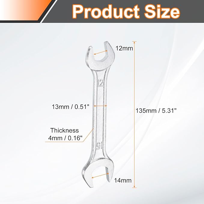 HARFINGTON Double Open End Wrench 12mm x 15mm Metric 15 Degree Offset Angle - Image 2