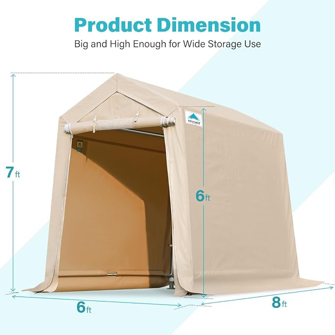 ADVANCE OUTDOOR 6X8 ft Outdoor Portable Storage Shelter Shed - Image 5