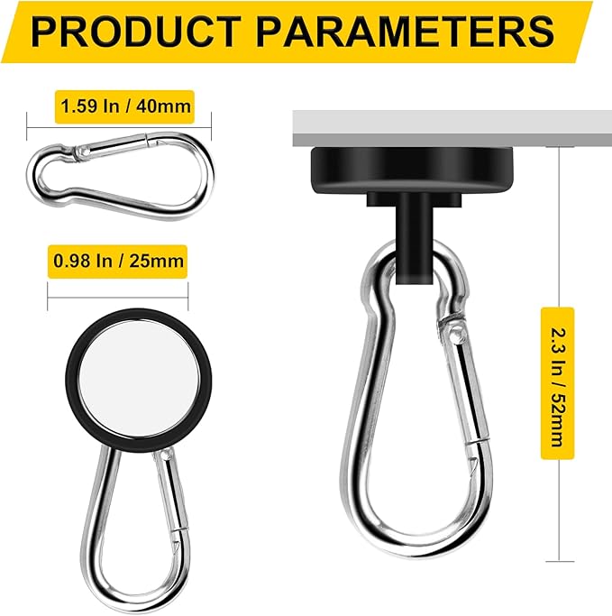 DIYMAG Black Magnetic Hooks, 70LBS Strong Heavy Duty Neodymium Magnet Magnetics - Image 2