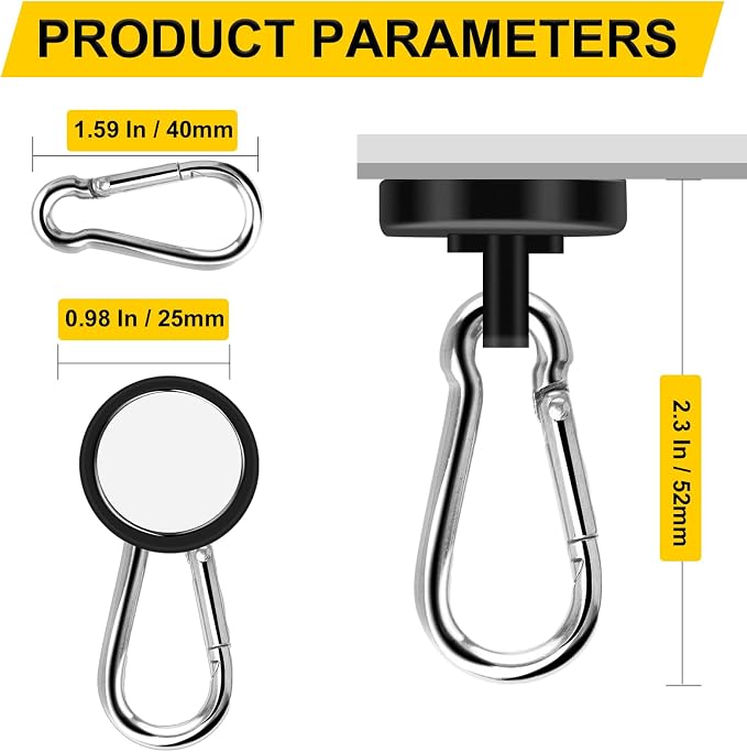 DIYMAG Black Magnetic Hooks, 110LBS Heavy Duty Neodymium Magnetics - Image 2