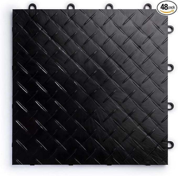 Big Floors RaceDeck Diamond Plate Design, Durable Interlocking Modular Garage by BigFloors