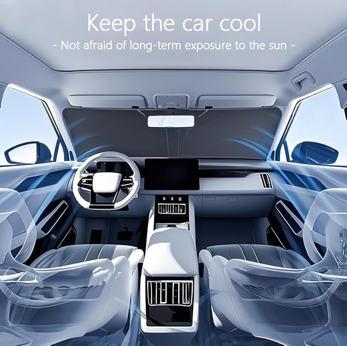 Car Windshield Sun Shade, Foldable Reflective Sun Visor, Sun Heat and UV Rays - Image 5