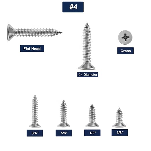 #4 x 1/2" Wood Screw 100Pcs 18-8 Stainless Steel Screws Flat Head Phillips Fast - Image 3
