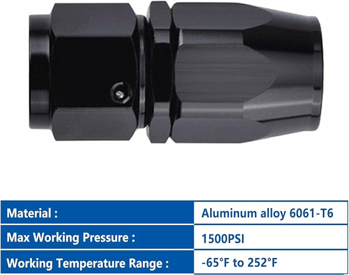 LokoCar 4AN Hose End Fitting 0 Degree Straight Swivel - Image 3