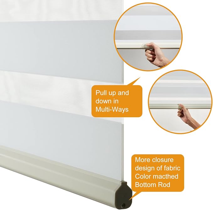 Persilux Cordless Zebra Blinds for Windows Free-Stop Window Blinds Dual Layer - Image 3