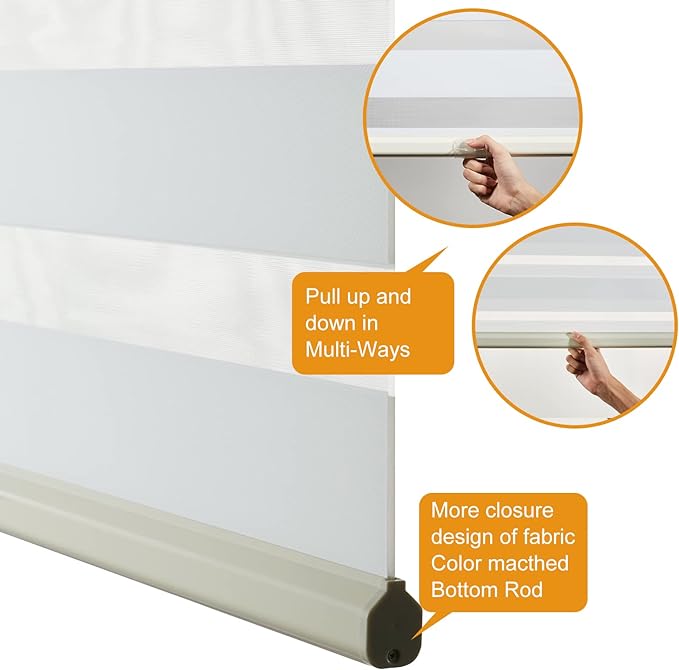 Persilux Cordless Zebra Blinds for Indoor Windows, Free-Stop Zebra Blinds - Image 5