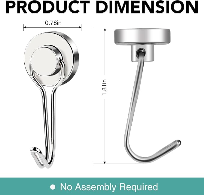 MIKEDE Magnetic Hooks, 40LB Strong Neodymium Magnet Hooks Heavy Duty, Magnetic - Image 6