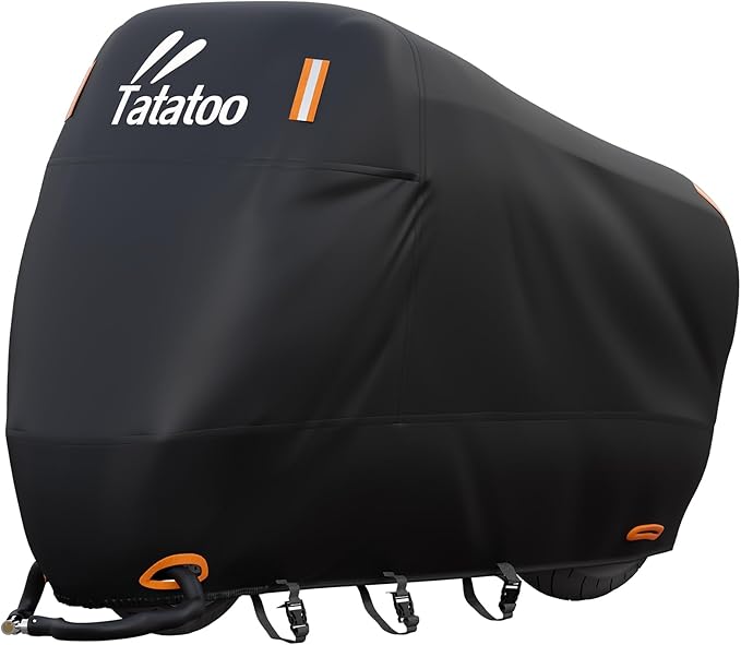 Motorcycle Cover Waterproof Outdoor, 300D Heavy Duty 250cc, UV & Rain Resistant by TATATOO