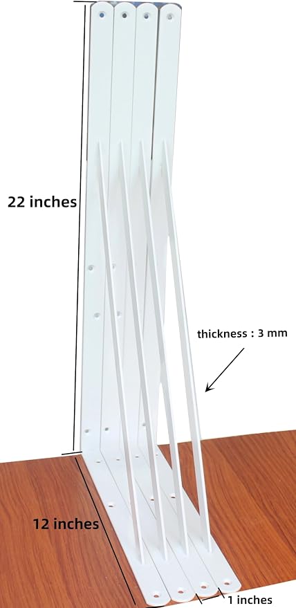12 Pack L22 x H 12" White Heavy Duty Shelf Brackets - Image 2