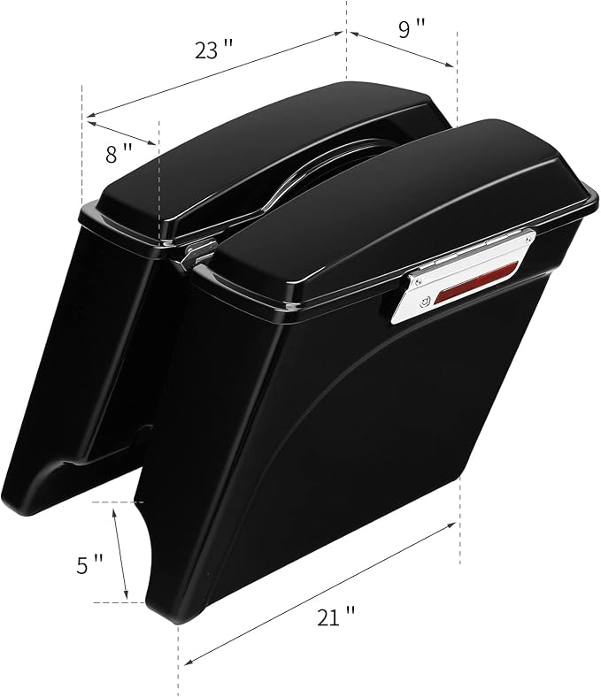 XFMT Motorcycle Stretched Saddlebags 5" Extended Hard Saddle Bags - Image 4