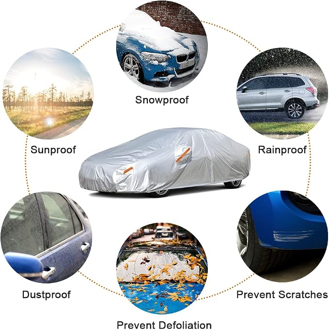 Kayme Car Covers for Automobiles Waterproof All Weather Sun Uv Rain Protection - Image 4
