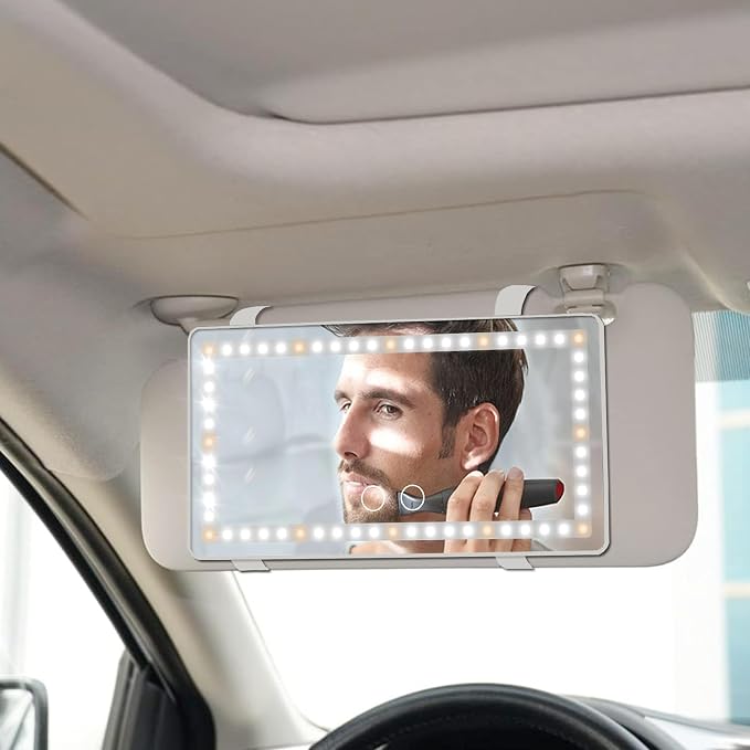 Car Sun Visor Vanity Mirror, Rechargeable Makeup Mirrors - Image 2