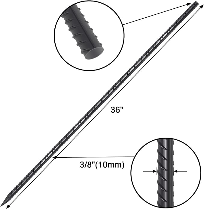 VVOKGO RebarStakes 36 Inch Ground Rebar Stakes, Heavy Duty Hook Ground Anchors - Image 2