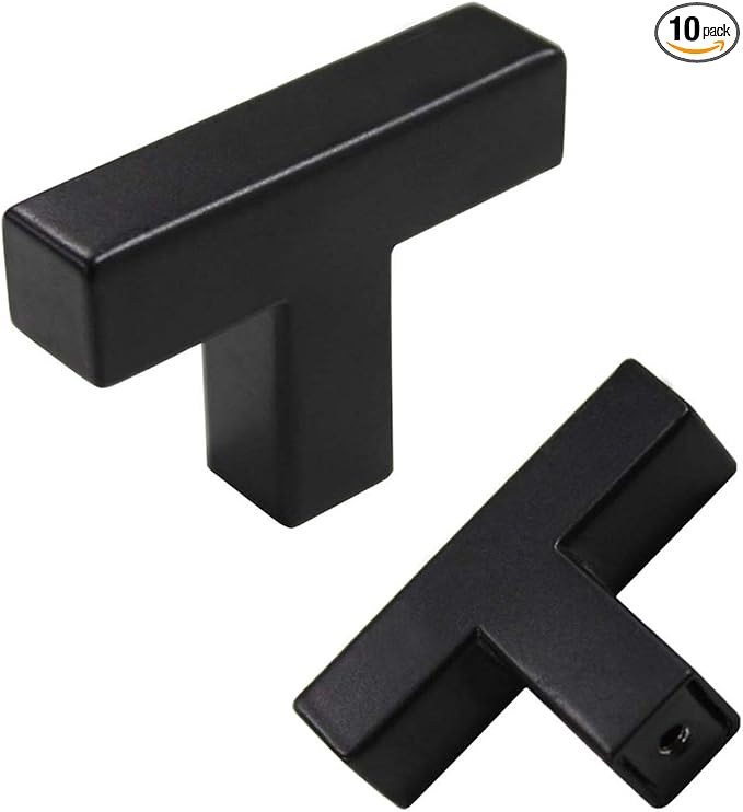 goldenwarm 10 Pack Black Cabinet Knobs T Bar by goldenwarm