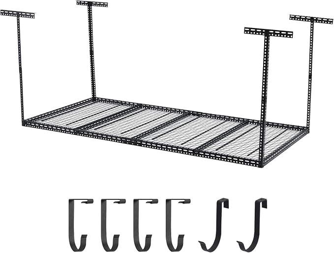 4x8 FT Overhead Garage Storage Rack, Steel Ceiling Storage Rack by EcoSummer