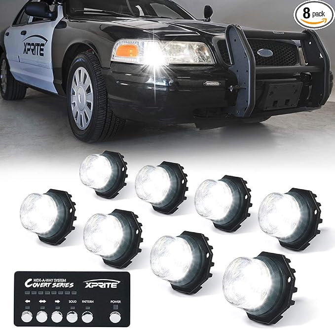 Xprite White LED Hideaway Emergency Strobe Lights Kit, 20 Flashing Modes by XPRITE