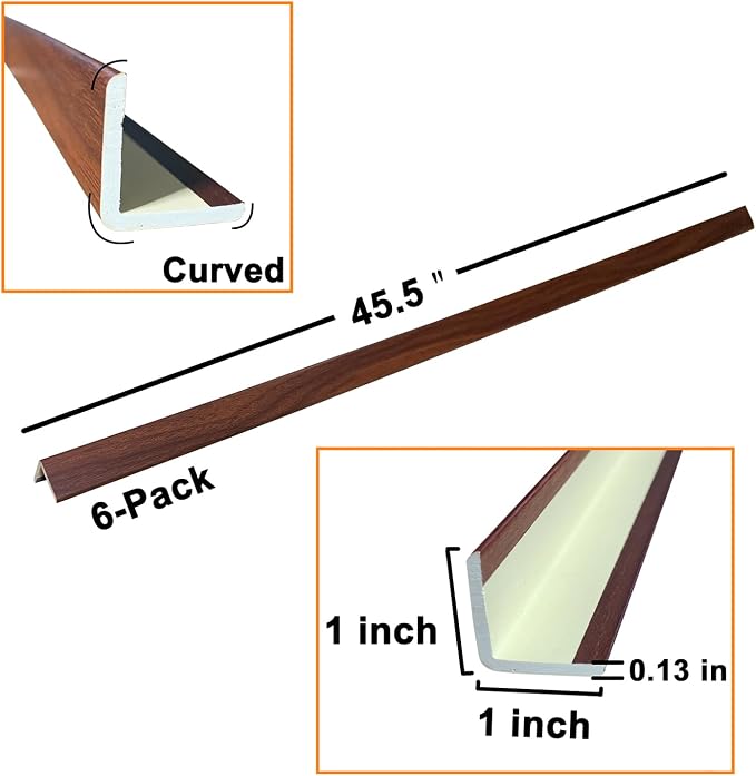 Wall Corner Protector 6PCS 45" Corner Molding Trim Oak Wood Grain Corner Trim - Image 5