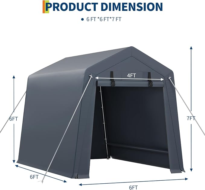 6x6 Ft Carport Heavy Duty Tent - Image 3