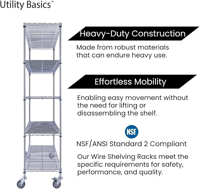60"x18"x72" Chrome Premium Metal Steel Wire Shelving 4-Tier NSF 3200 LBS MAX - Image 9
