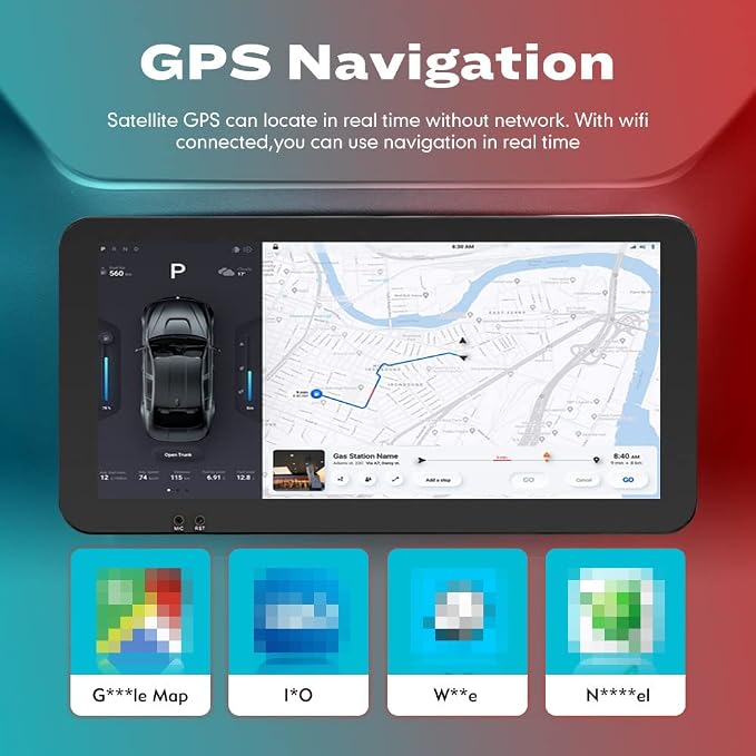 Kunfine Car CarPlay Android Auto Navigation Stereo GPS Radio Reverse Camera - Image 3