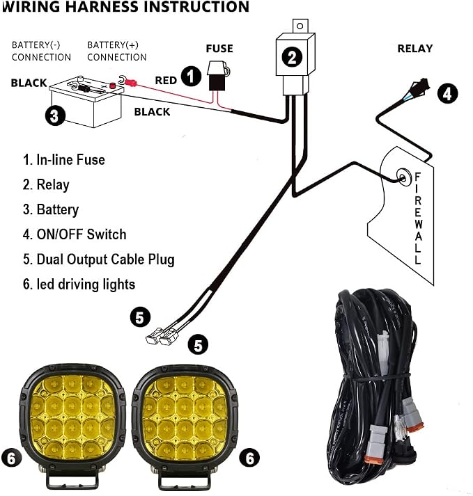 BIGLION.X 4 Inch Pair 160W 18800LM Amber Fog Lights Offroad Pods Super Bright - Image 4