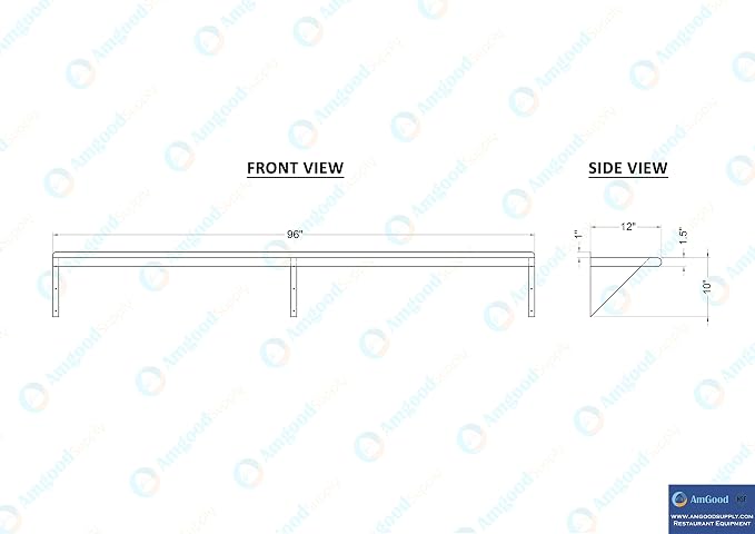AmGood 96" Long X 12" Deep Stainless Steel Wall Shelf | NSF Certified | - Image 5