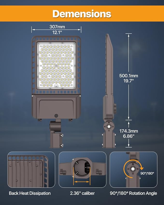 Led Parking Lot Light 300W 45, 000LM Slip Fitter Led Street Pole Light - Image 5