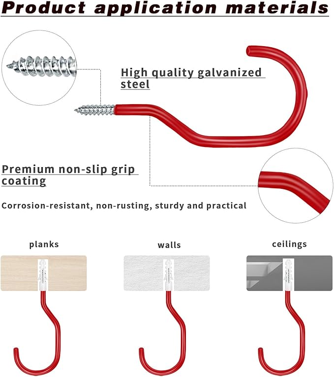 Bike Hooks Heavry Duty 6-Pack, Bicycle Storage Hanger Screw in Ceiling Hooks - Image 3
