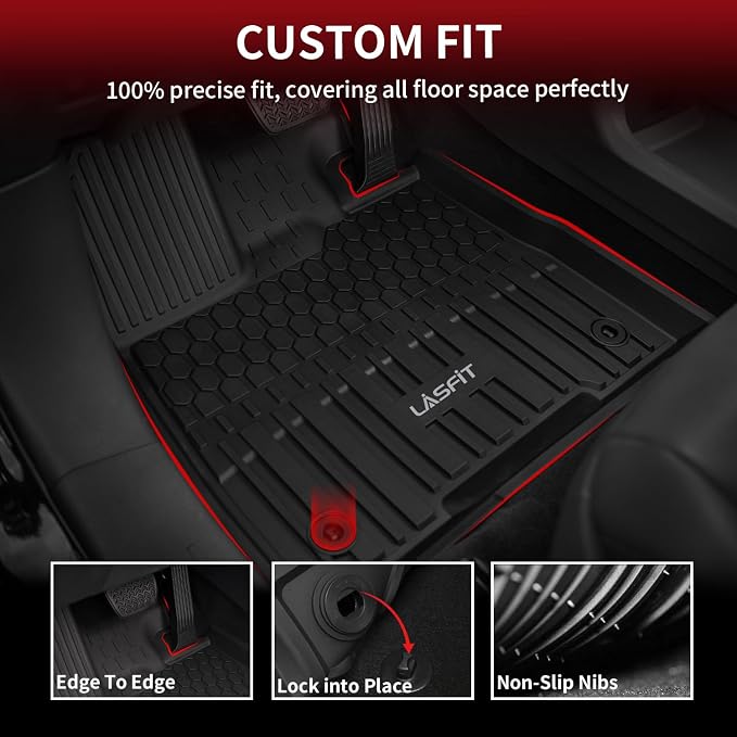 LASFIT Floor Mats for Toyota Sienna 8 Seats 2021-2024 2025 All Weather TPE - Image 2