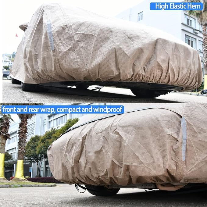 Tecoom Car Cover Waterproof All Weather Thick Shell Non-Woven Outdoor Full Cover - Image 4