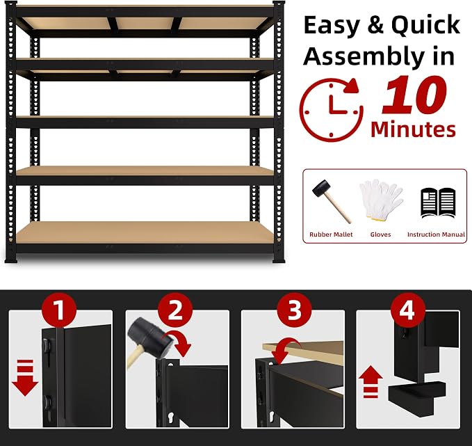 6 Packs 48" W x 24" D x 72" H Adjustable Garage Storage Shelves - Image 6