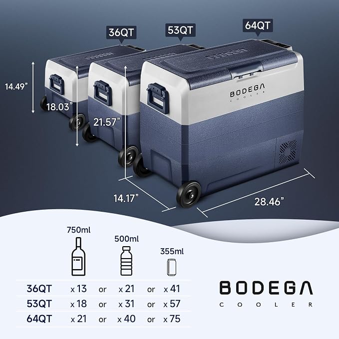 BODEGACOOLER 12 Volt Car Refrigerator, 38 Quart Portable Freezer Fridge - Image 8