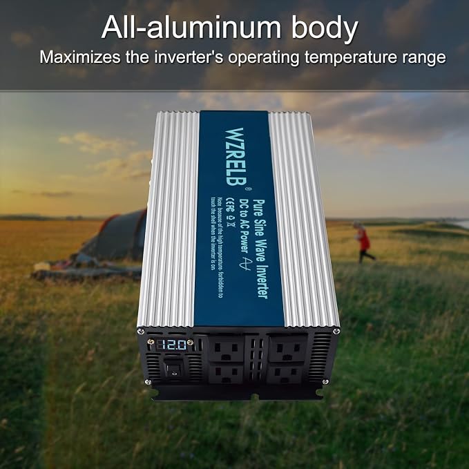 WZRELB 2000W Pure Sine Wave Inverter 12V DC to 110V 120V AC, Car Power Inverter - Image 6