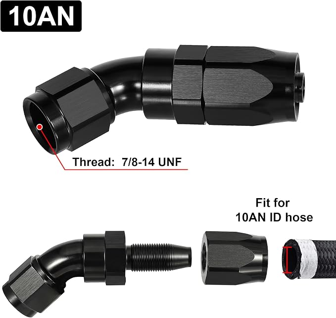 EVIL ENERGY 10AN 45 Degree One Piece Full Flow Hose End Fitting Swivel - Image 2