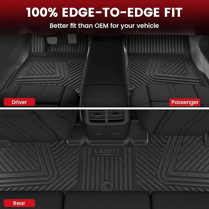 LASFIT Floor Mats for Rivian R1T 2024 2023 2022, All Weather Floor Liner TPE - Image 4